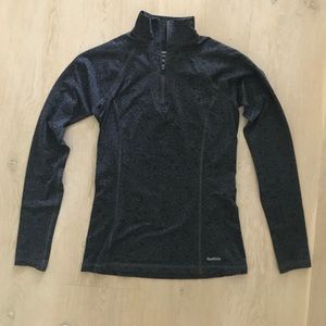 Reebok long sleeve 1/4 zip black and gray top